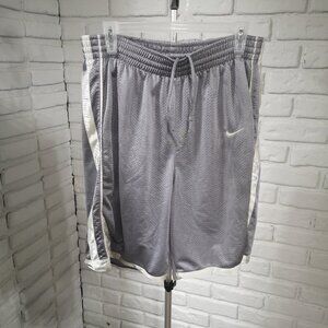 Nike Men's Size Large Grey & White Loose Fit Lined Athletic Shorts